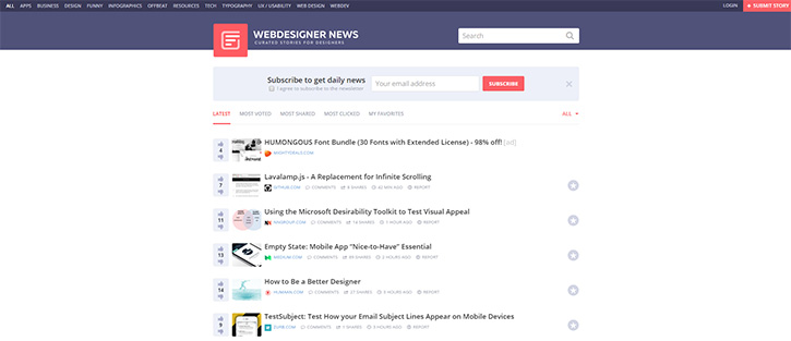 web designer news buttons
