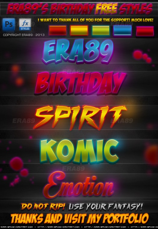 Birthday Photoshop Styles