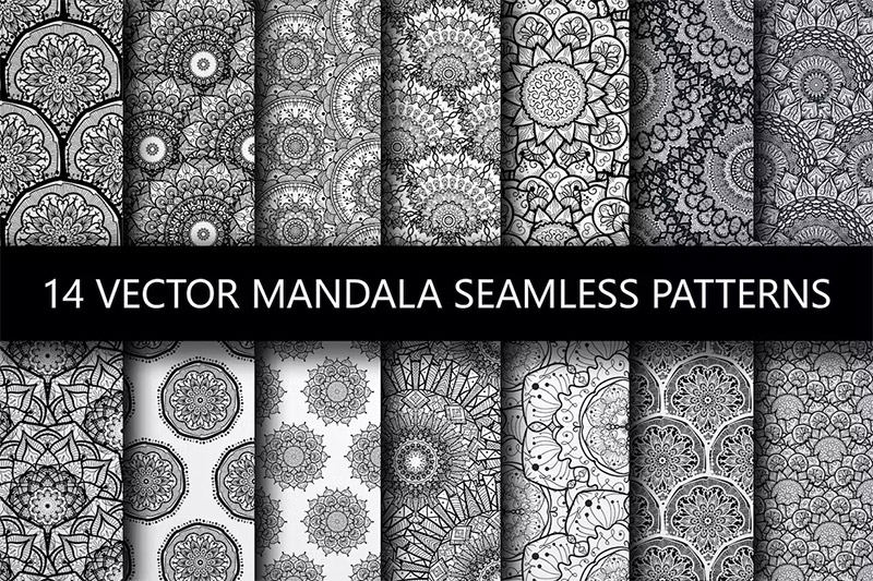 Black and White Seamless Mandala Patterns