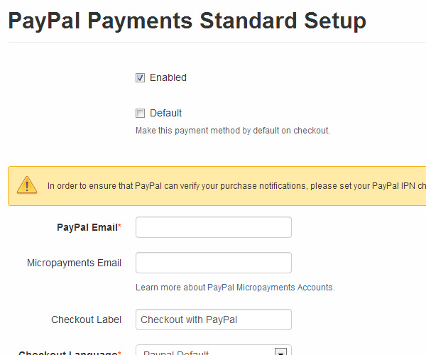 PayPal setup