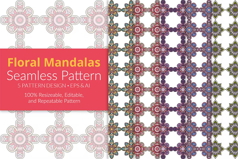 Floral Mandalas Seamless Patterns