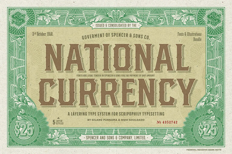 23 Money Fonts for Financial Designs (Banknotes, Currency)